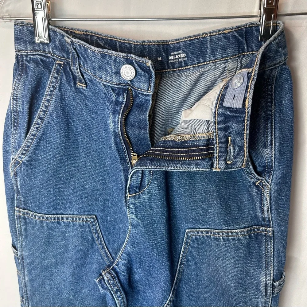 Old Navy Blue Denim Jeans High-Rise Relaxed Girl’s Size 14